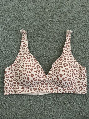 Leopard Print Soft Seamless Wireless Bralette in Blush and Rust